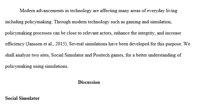What does the gaming software do and how would this be helpful in public policy