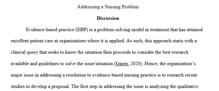 What is the main issue for your organization in addressing a solution to evidence-based nursing practice