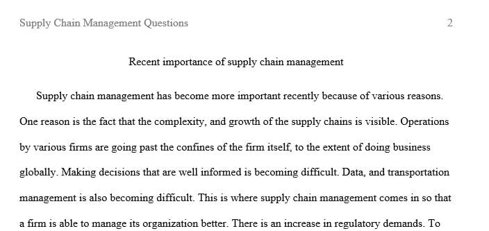 Why has supply chain management recently become more important to firms