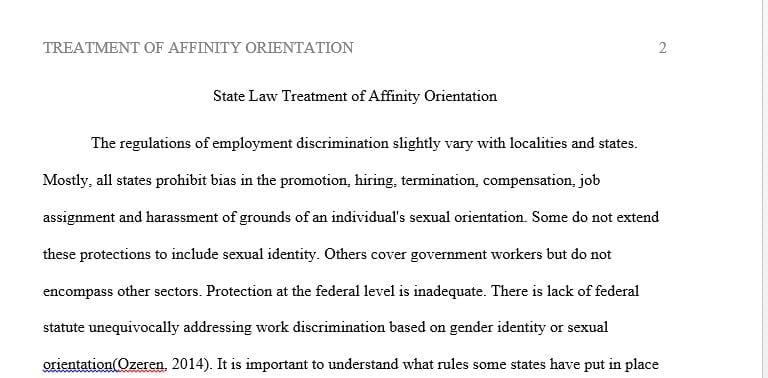 Workplace discrimination on the basis of affinity orientation or gender identity