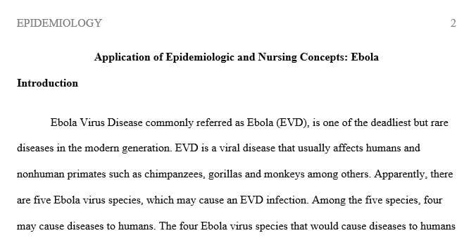 [Solved] Write a paper in which you apply the concepts of epidemiology ...