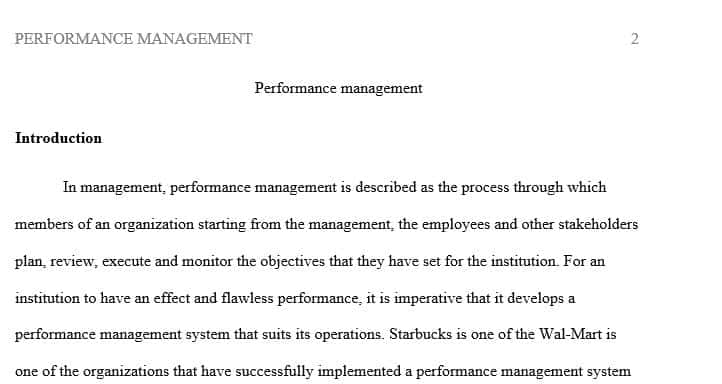 Write a research paper in which you address the performance management system of a selected organization