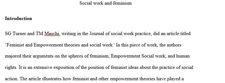 Write an essay 5 to 7 page long for fiction class college level about social work and feminism