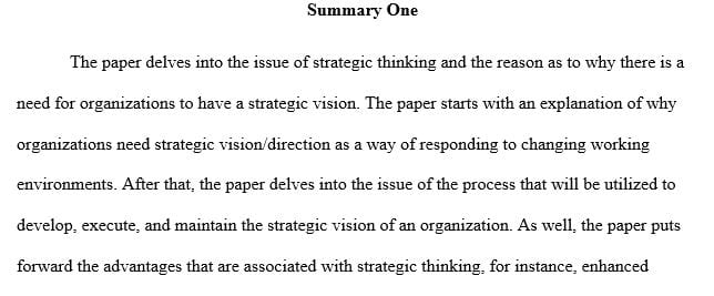 Brief explanation of why organizations need a strategic direction