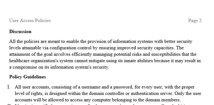 [Solved] Create a report detailing user access policies based on your ...