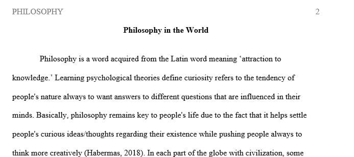 Describe a world in which philosophy is absent
