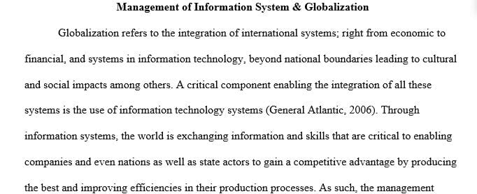 Discuss how Management Information Systems has had an impact on Globalization