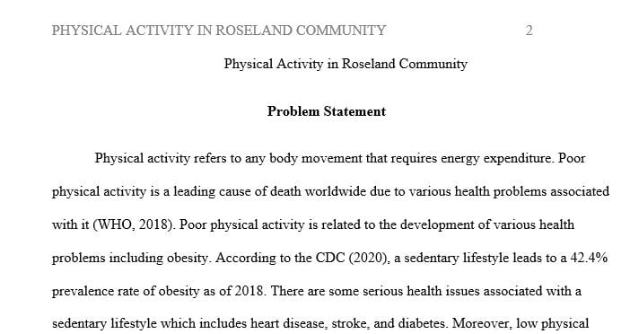 Research paper on Physical activity in Roseland community in Chicago