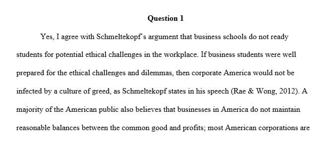 Write a 3-page (minimum 750 words) response to the four questions following Article 3 The Moral Context of Business
