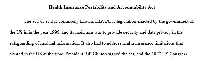 Construct a 600 words paper discussing the Health Insurance Portability and Accountability Act (HIPPA).