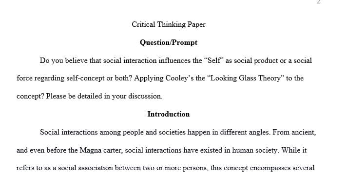 Do you believe that social interaction influences the Self as social product or a social force regarding self-concept or both