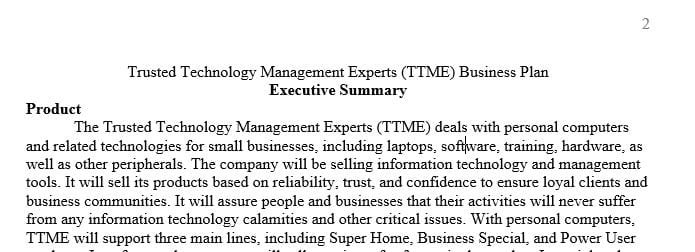 Write a business plan for your new business using the sample you obtained.