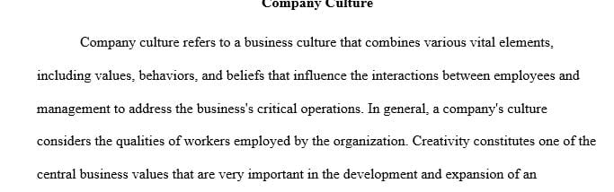 Examine a company culture. what role does it play in a small company's success