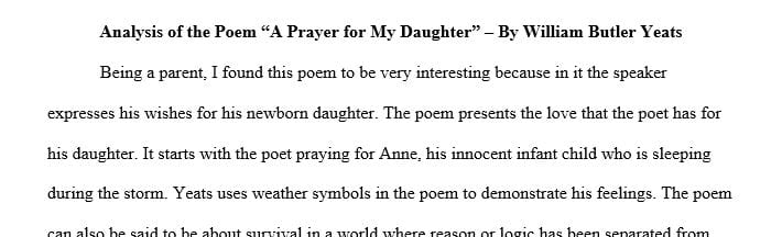 Select a poem by Yeats Hardy or some other modern writer and compare it with another work by that author