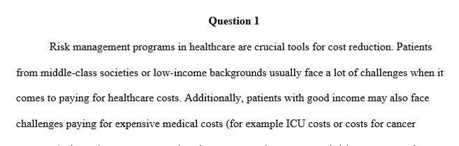 What is a health care organization's administrative role in executing risk management policies 