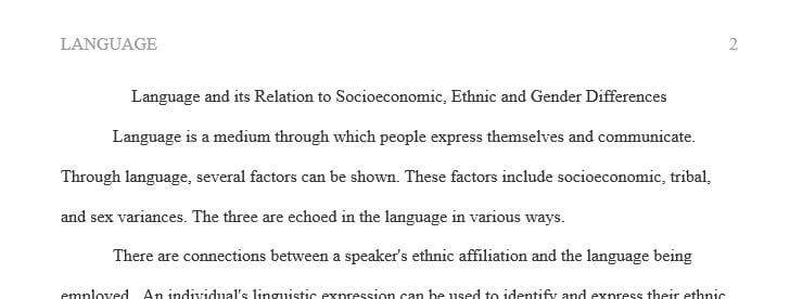 Analyze how socioeconomic, ethnic, and gender differences are reflected in language.