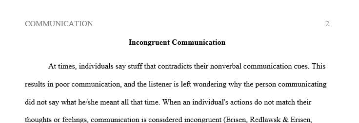 Analyze the effect of the incongruence on the communication.