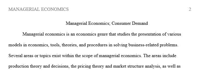 Choose a topic in managerial economics.