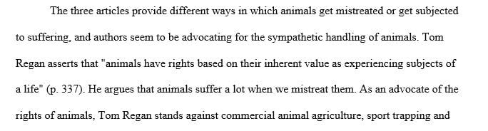 Compare/contrast each author's beliefs and perspectives on the way humans should interact with animals
