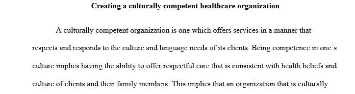 Creating Culturally Competent Health Care Organizations