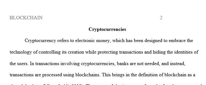 Describe at least two cryptocurrencies with applicable examples.