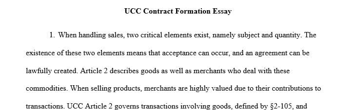 Describe the elements of U.C.C. Article 2 sales contract formation.