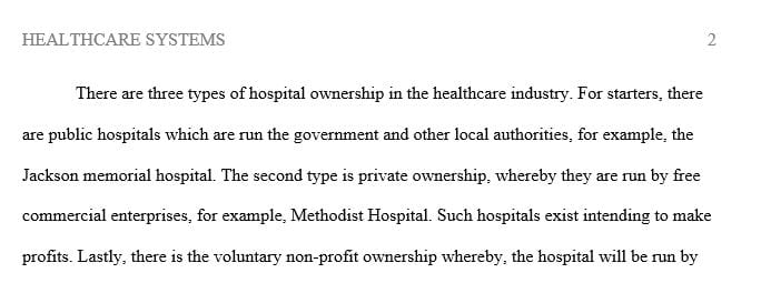 Determine the different types of hospital ownership.