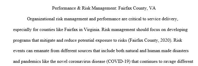 Discussion and analysis for the Risk management in Fairfax County, Virginia