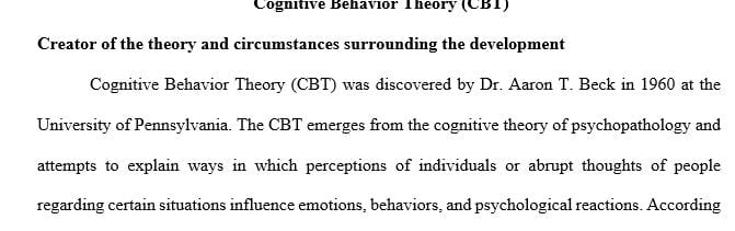 Do CBT Cognitive Behavioral Theory