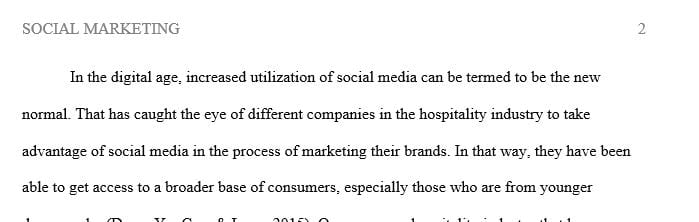 Examine how a hospitality company uses social marketing.