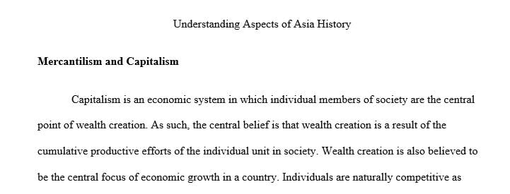 Explain the differences between mercantilism and capitalism in the context of European powers’ engagement in Asia