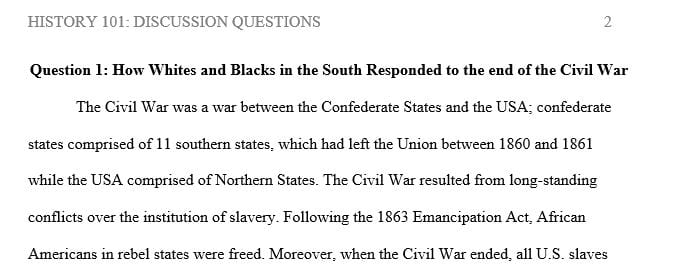 How did White and Black Southerners respond to the end of the Civil War ...