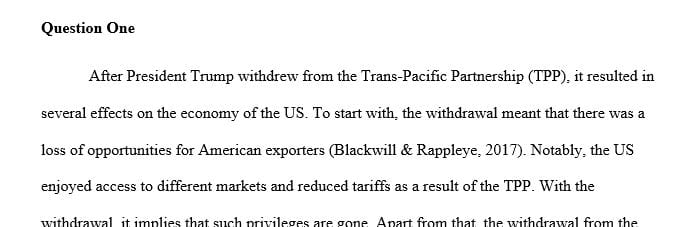 How would have implementation of TPP impacted the United States balance of trade and trade deficit.