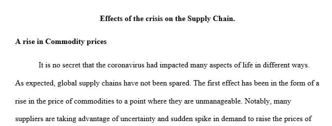 In this essay share your observation of supply chain disruption.