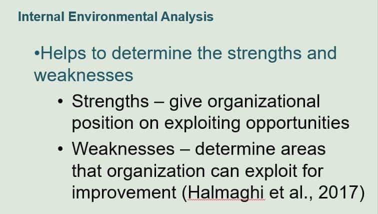 Powerpoint presentation describing what part internal environmental analysis plays in the development of value-adding support strategies