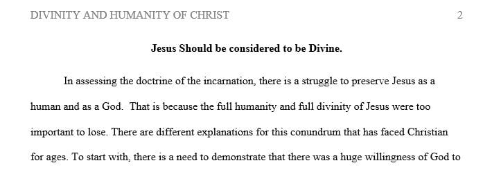 Religion Paper: Full Divinity and the full Humanity of Christ