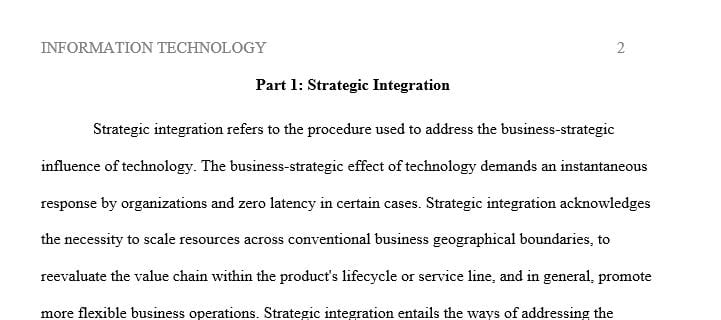 Review the strategic integration section. Note what strategic integration is and how it ties to the implementation of technology