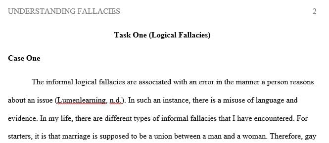  Search through common media sources looking for examples of fallacies