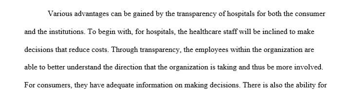 What are the advantages of transparency for both the hospital and the consumer