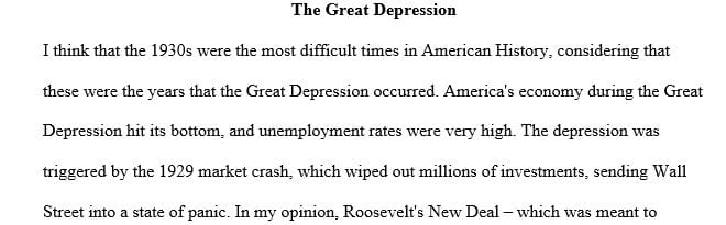 What are your impressions of the Great Depression