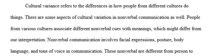 What have you learned about cultural variance in nonverbal communications