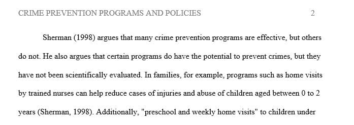 What policies and programs have been identified as working well in the area of crime prevention