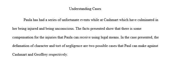 What types of legal claims could Paula make against Cash Mart and Geoffrey