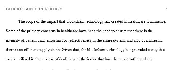 Write a paper by selecting one industry and its advancements in blockchain.
