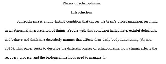 Write a paper describing the phases of schizophrenia and which one Alan would be in. 