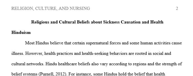 Write a summary comparing and contrasting two spiritual or religious beliefs about sickness causation and health.