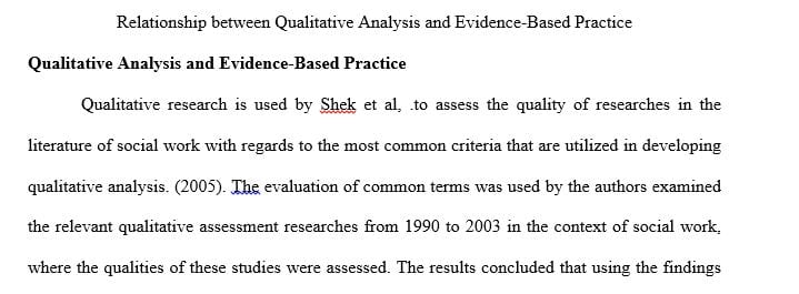 Analyze the relationship between qualitative analysis and evidence-based practice.