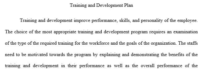 Create a training and development plan that includes trends in training
