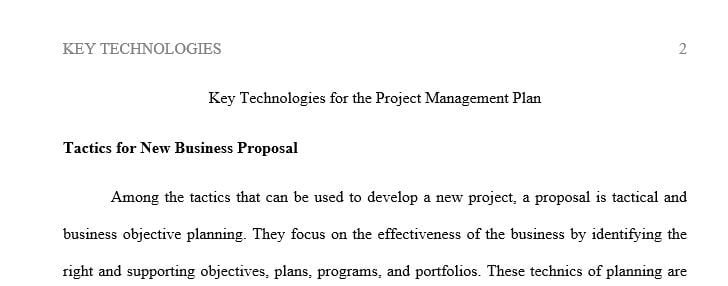 Describe the key technologies for the project management plan for campbell soup company