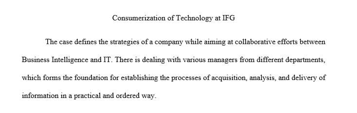 Describe the problem at IFG as succinctly as you can. Use this description to identify the main stakeholders.